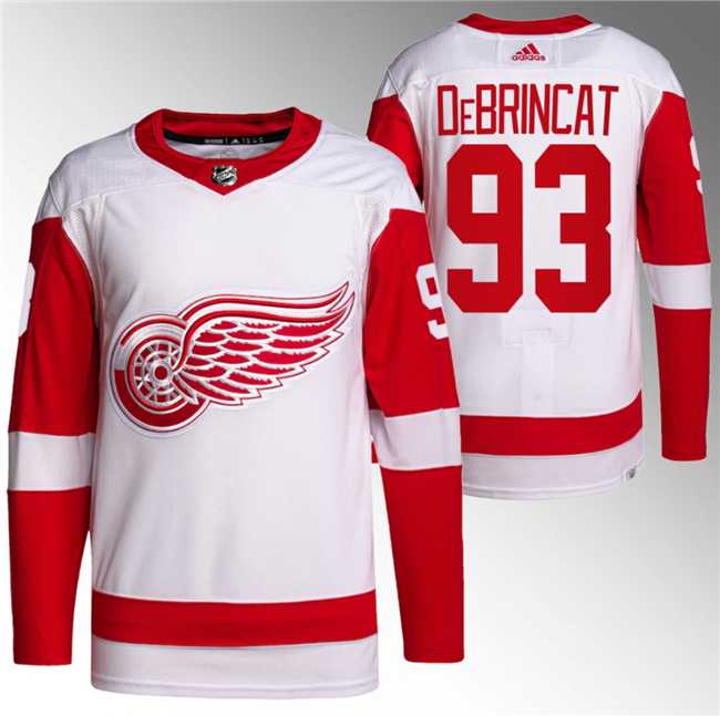 Mens Detroit Red Wings #93 Alex DeBrincat White Stitched Jersey